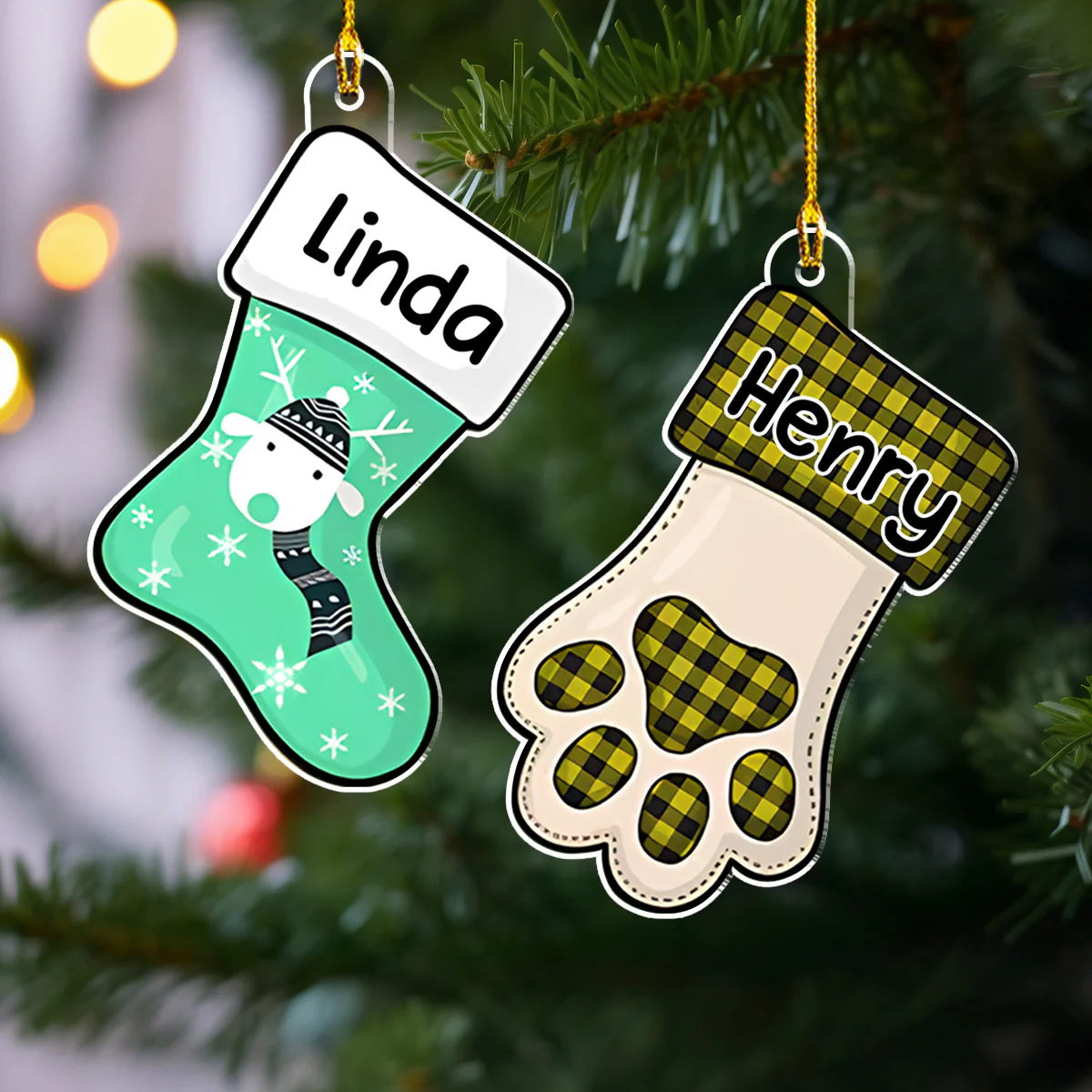 Family Member Stocking - Personalized Custom Acrylic Ornament - Image 4
