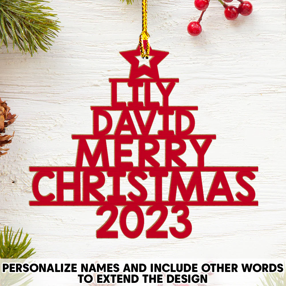 Family Name 2023 New Version - Personalized Custom 1-layered Wood Ornament - Image 2