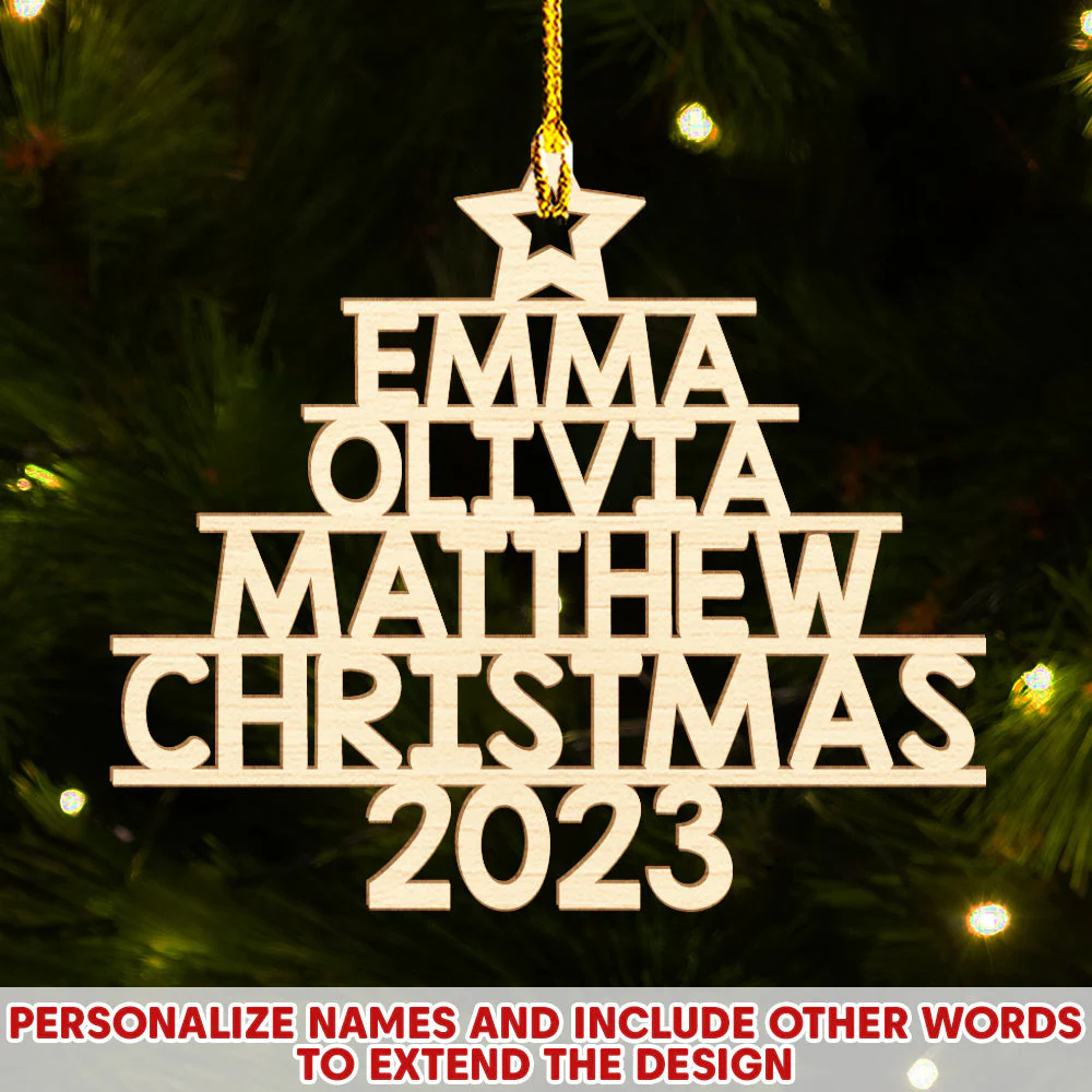 Family Name 2023 New Version - Personalized Custom 1-layered Wood Ornament - Image 3