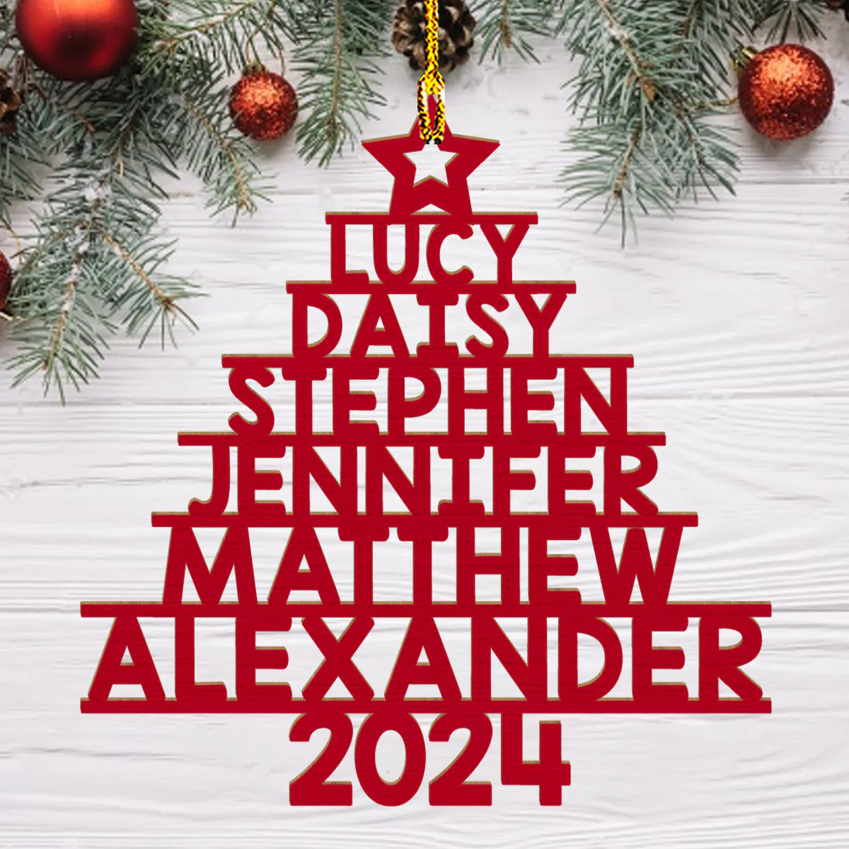 Family Name 2024 Ver 2 - Personalized Custom 1-layered Wood Ornament - Image 3