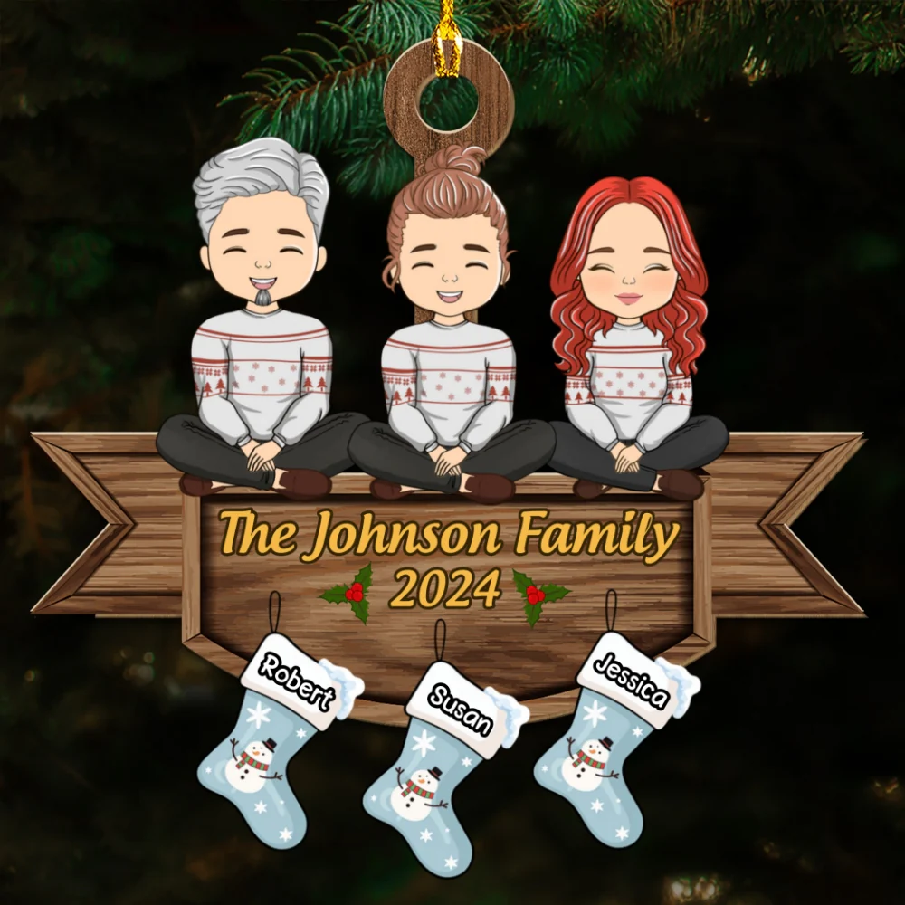 Family Together On Holiday - Personalized Custom Wood Ornament - Image 4