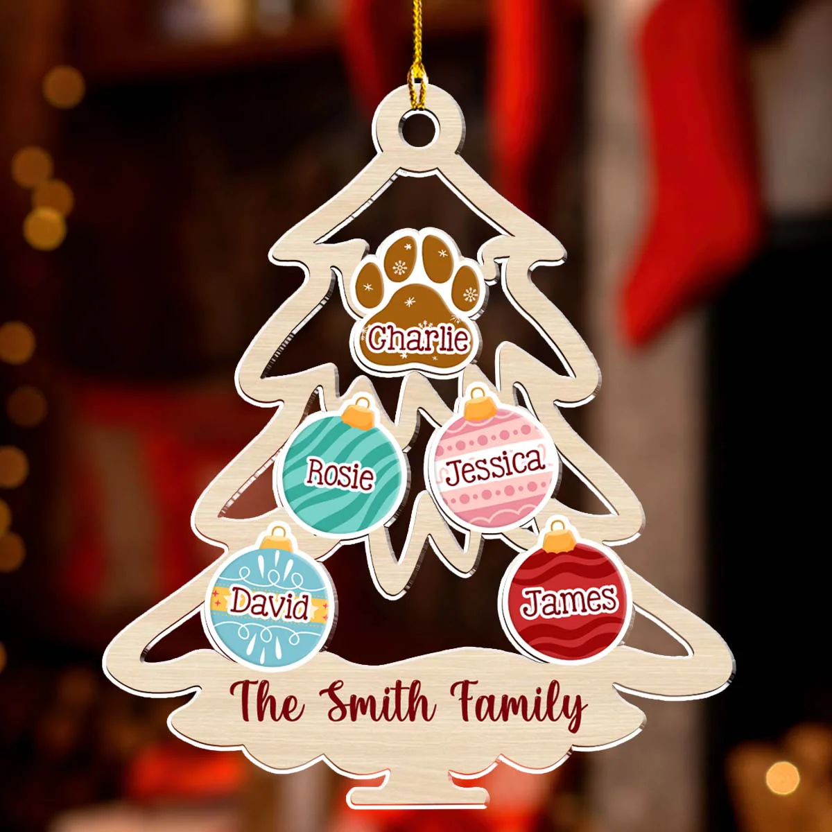 Family Tree Merry Christmas  - Personalized Custom Acrylic Ornament - Image 4