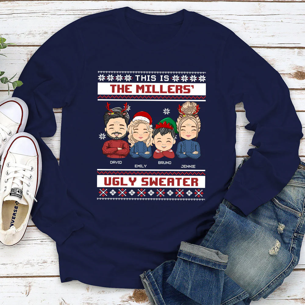 Family Ugly Sweater - Personalized Custom Long Sleeve T-shirt - Image 2