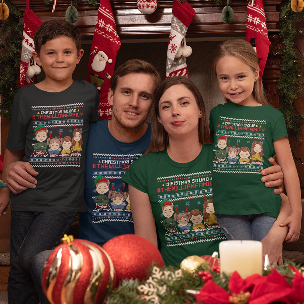 Family Ugly Sweater - Personalized Custom Unisex T-shirt - Image 2
