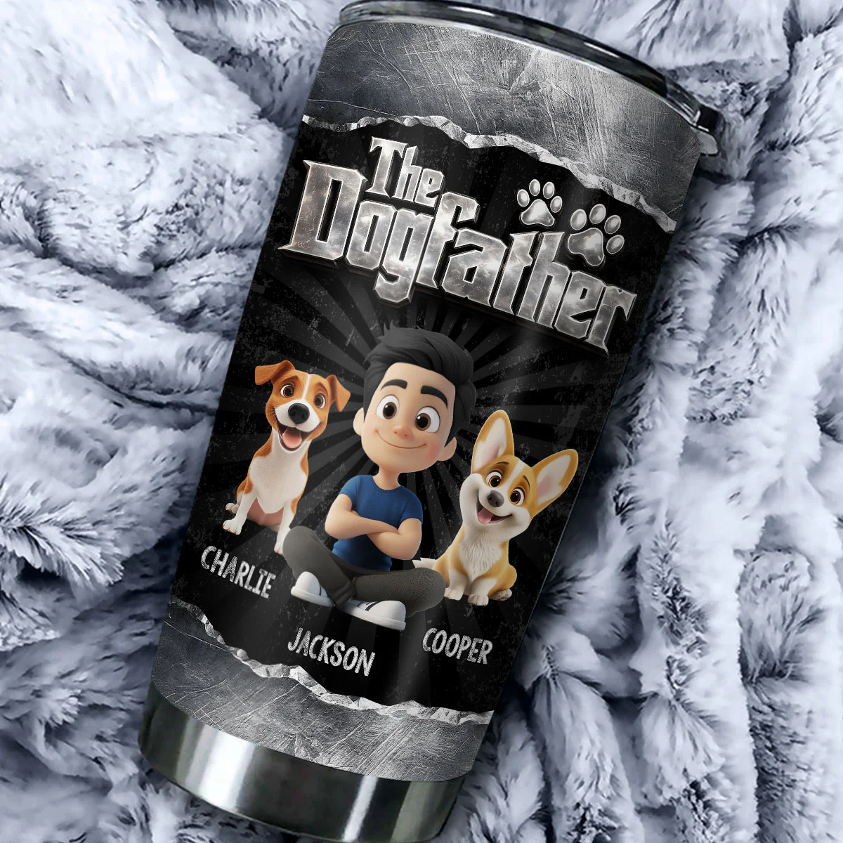 Father Of Dogs - Personalized Custom Tumbler - Image 2