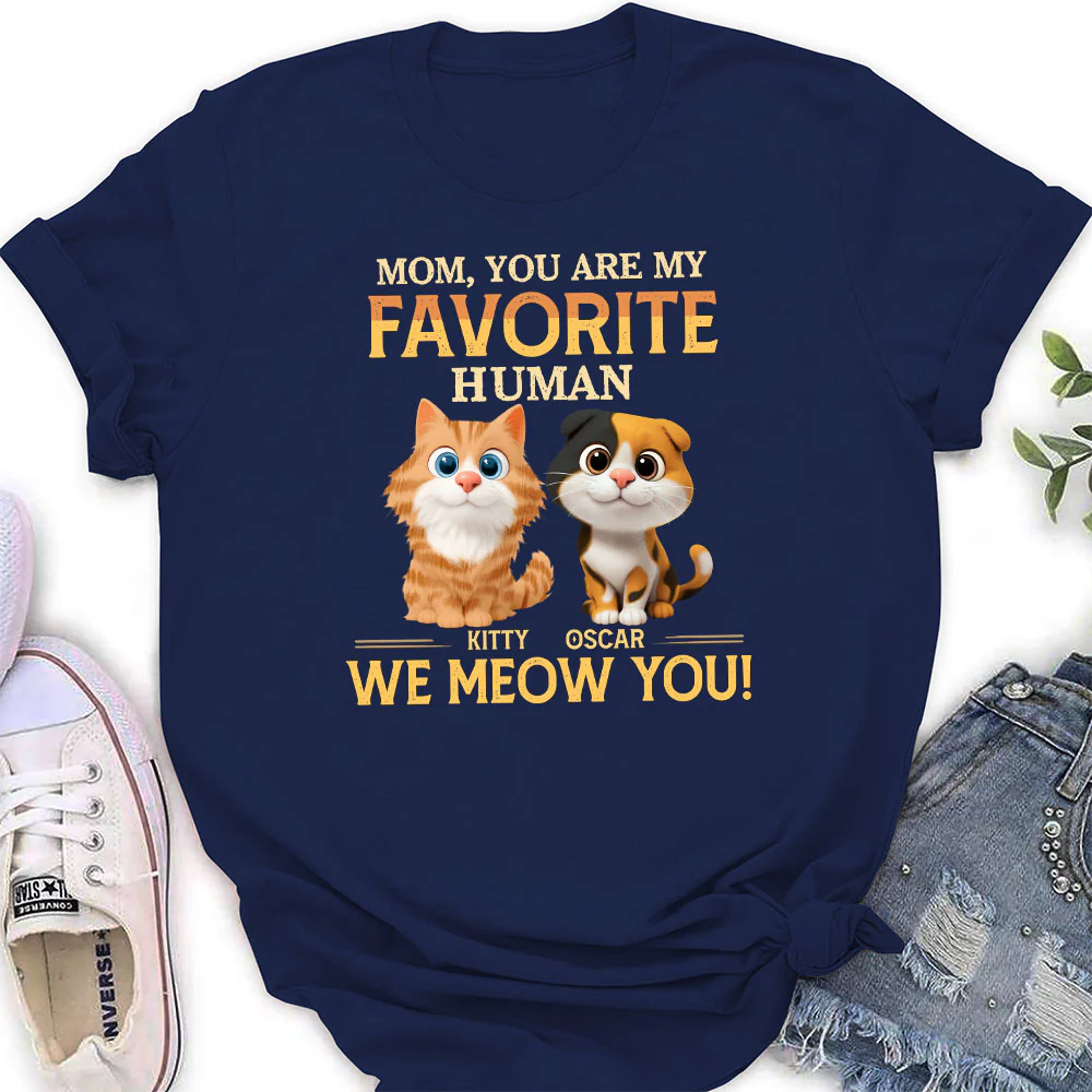Favorite Cat Human - Personalized Custom Women's T-Shirt - Image 5