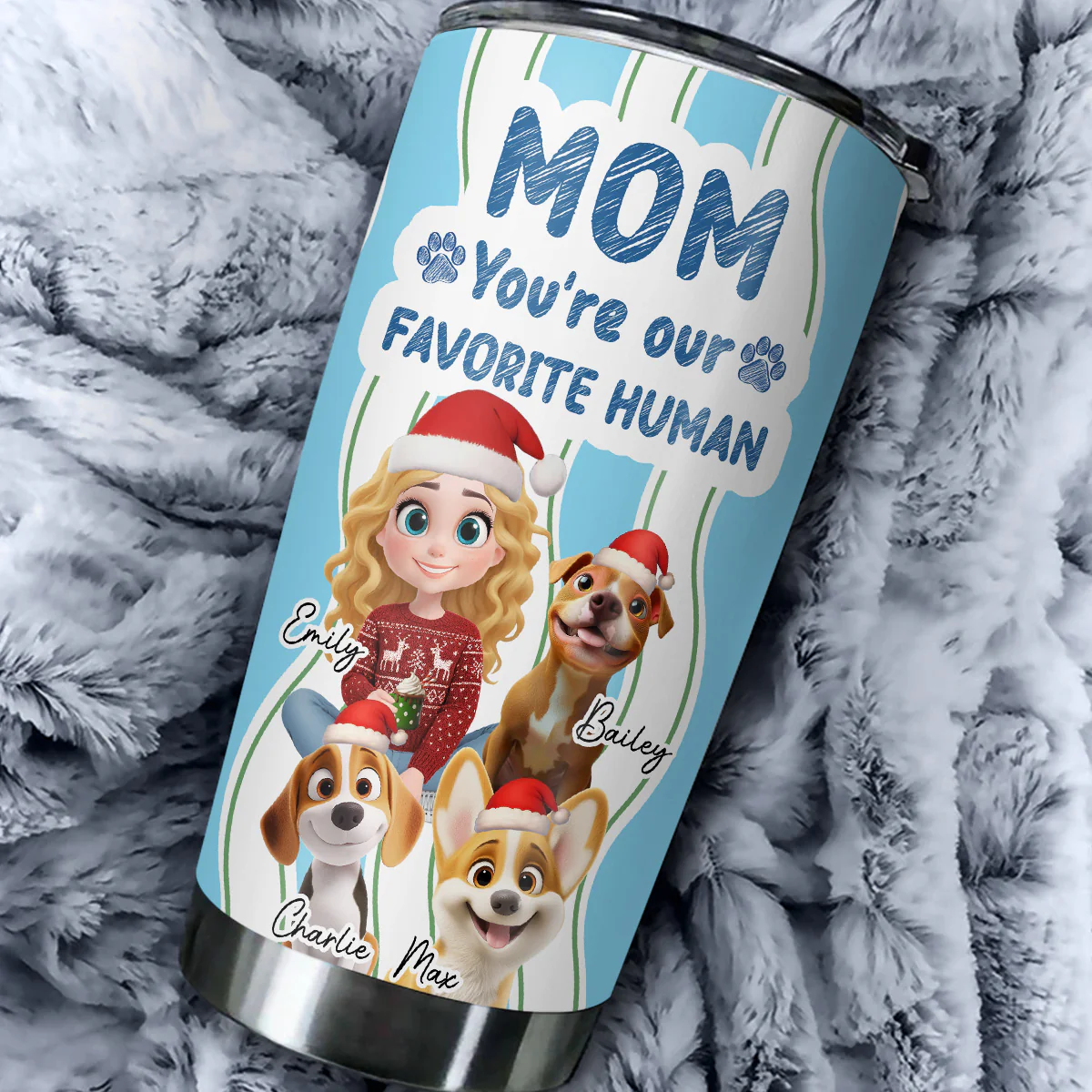 Favorite Christmas Dog Mom - Personalized Custom Tumbler - Image 4