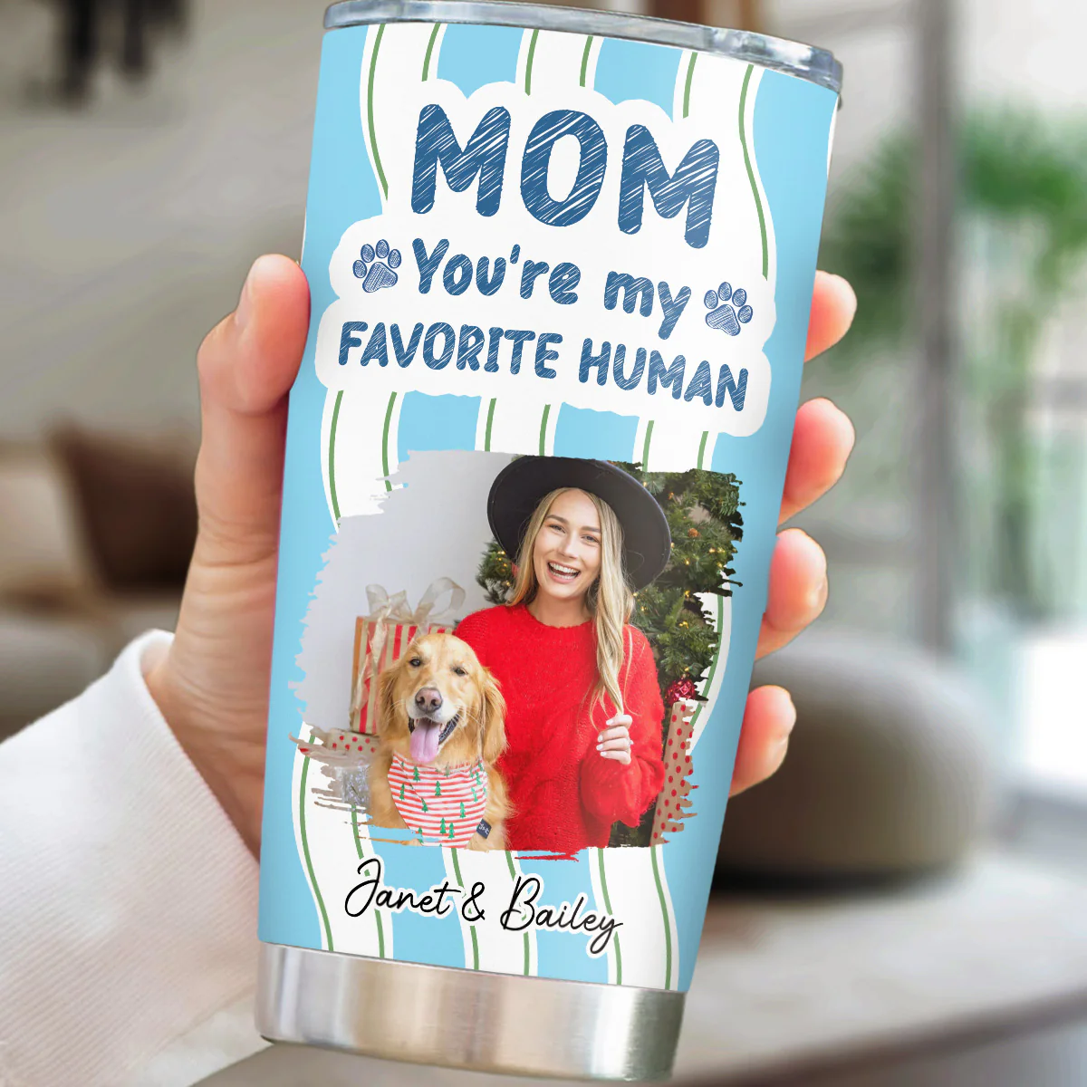 Favorite Christmas Dog Mom Photo - Personalized Custom Tumbler - Image 2