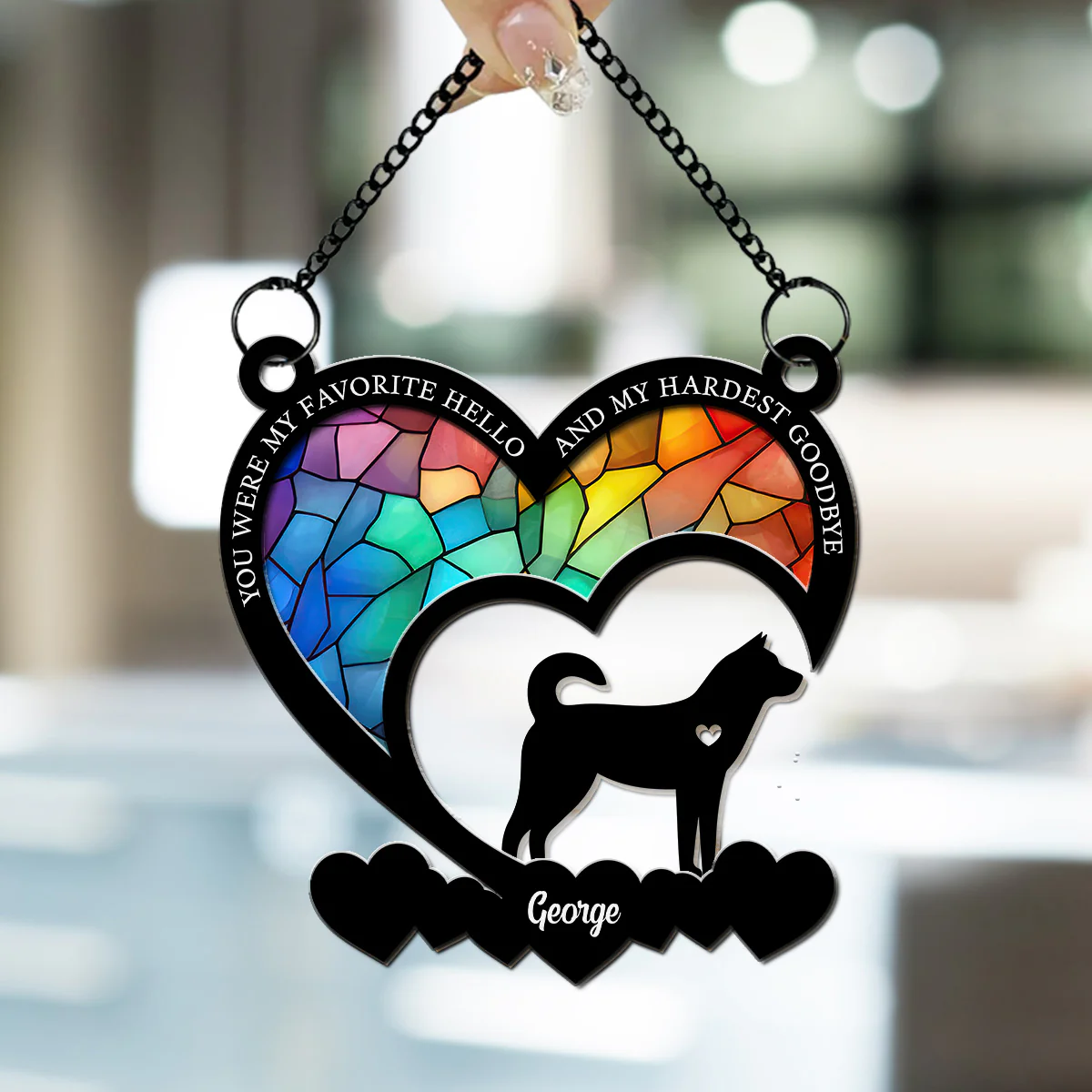 Favorite Hello And Hardest Goodbye - Personalized Custom Suncatcher - Image 2