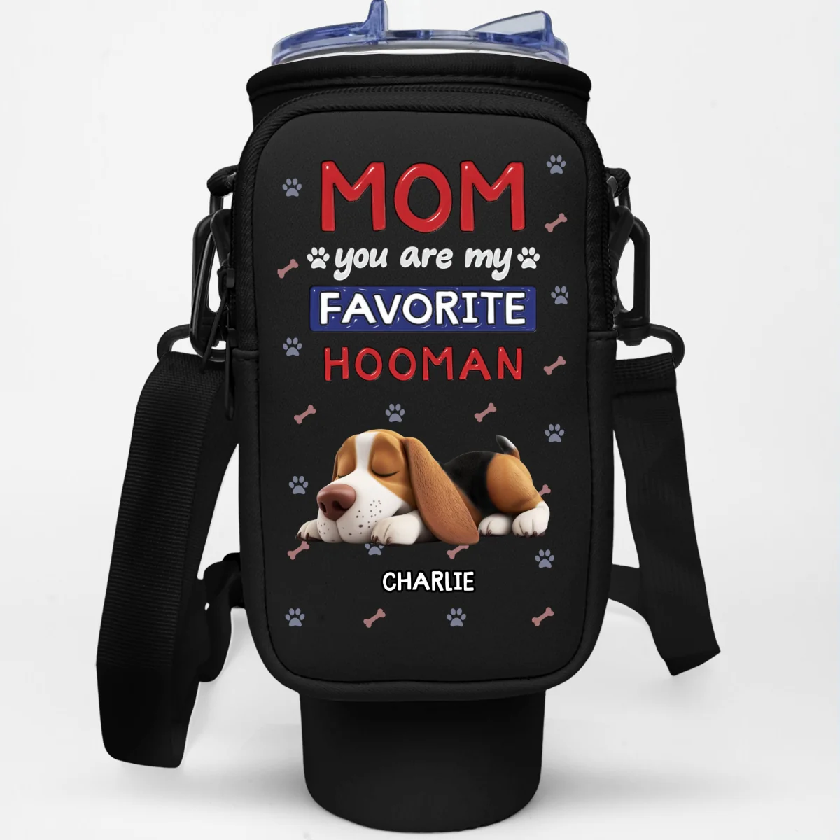 Favorite Hooman Cartoon - Personalized Custom 40oz Water Bottle Carrier Bag - Image 6