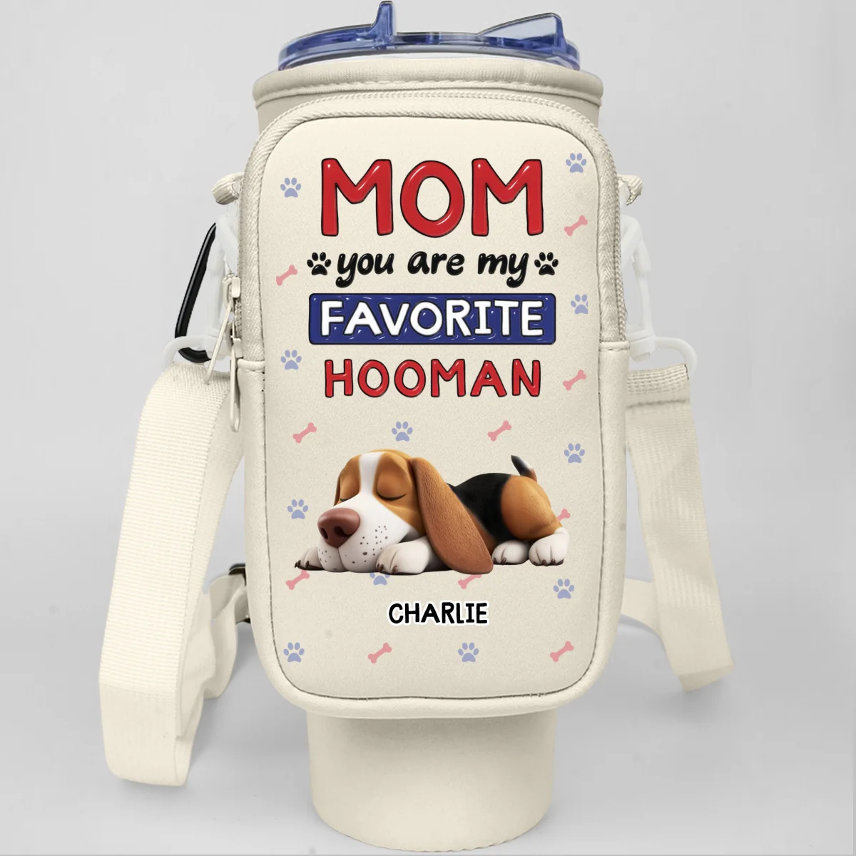 Favorite Hooman Cartoon - Personalized Custom 40oz Water Bottle Carrier Bag - Image 8