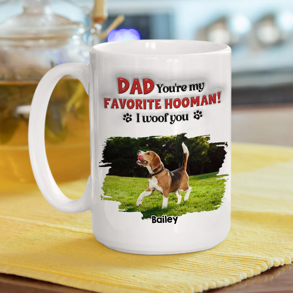 Favorite Hooman Dog Daddy Photo - Personalized Custom 3D Inflated Effect Mug - Image 4