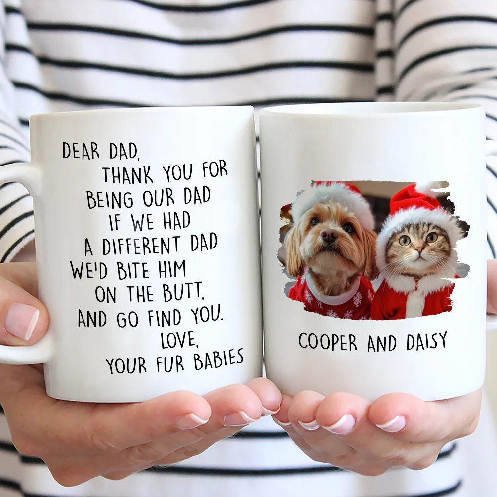 Favorite Human Cartoon Christmas Pet Photo - Personalized Custom Coffee Mug - Image 3