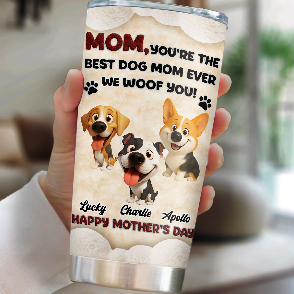 Favorite Mom Of Dog - Personalized Custom 3D Effect Tumbler - Image 3