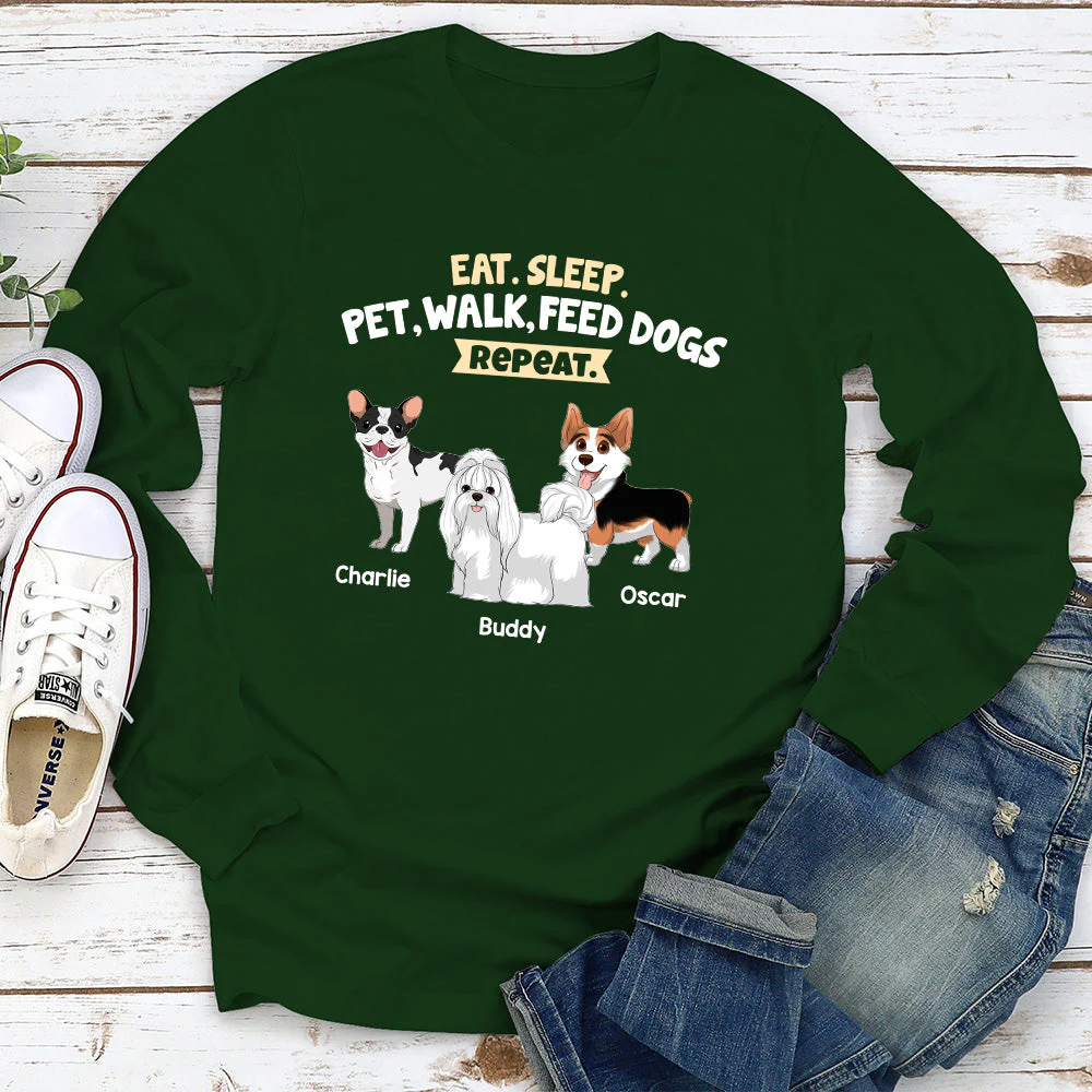 Feed Dog And Repeat - Personalized Custom Long Sleeve T-shirt - Image 2