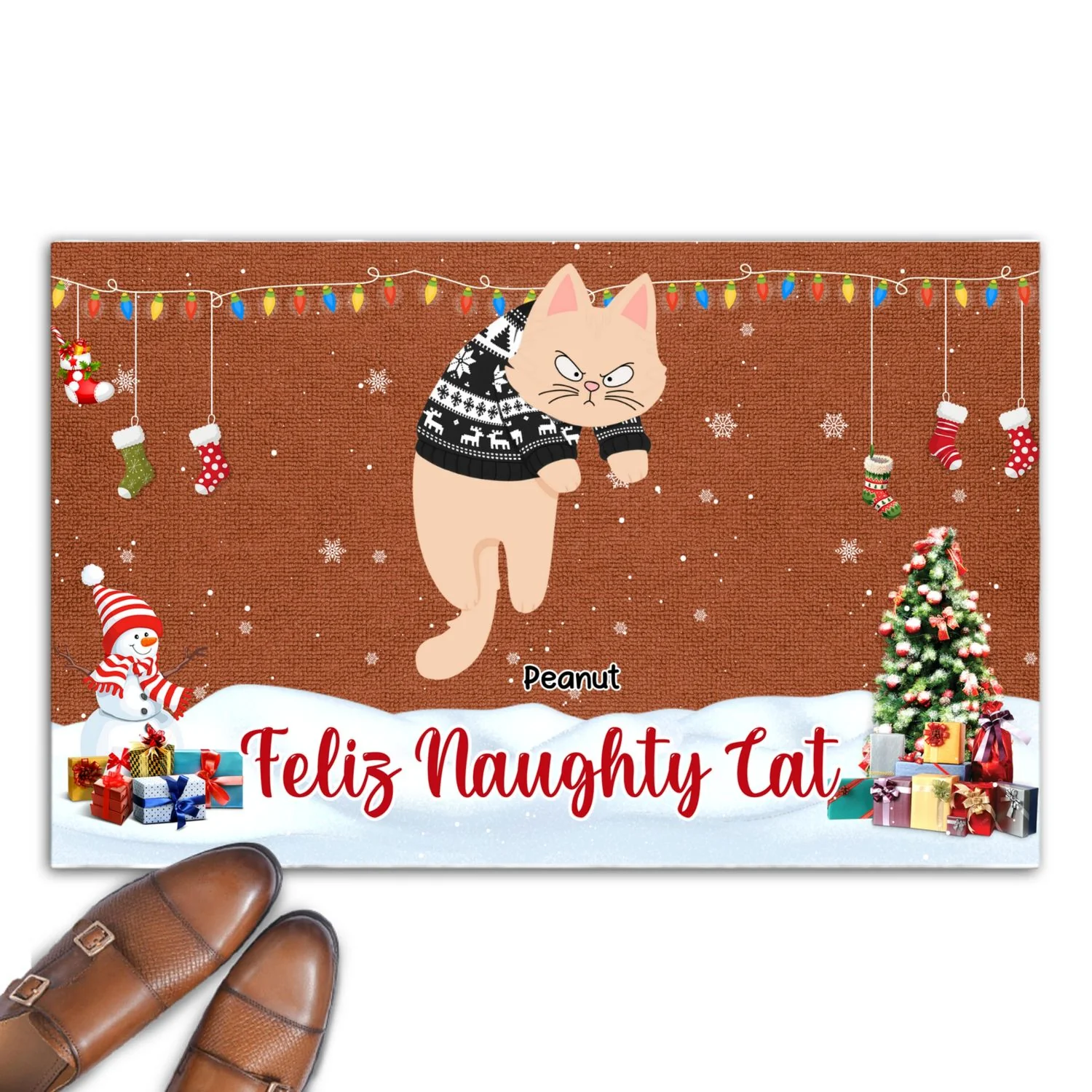 Feliz Naughty Cat - Personalized Custom Doormat - Image 5