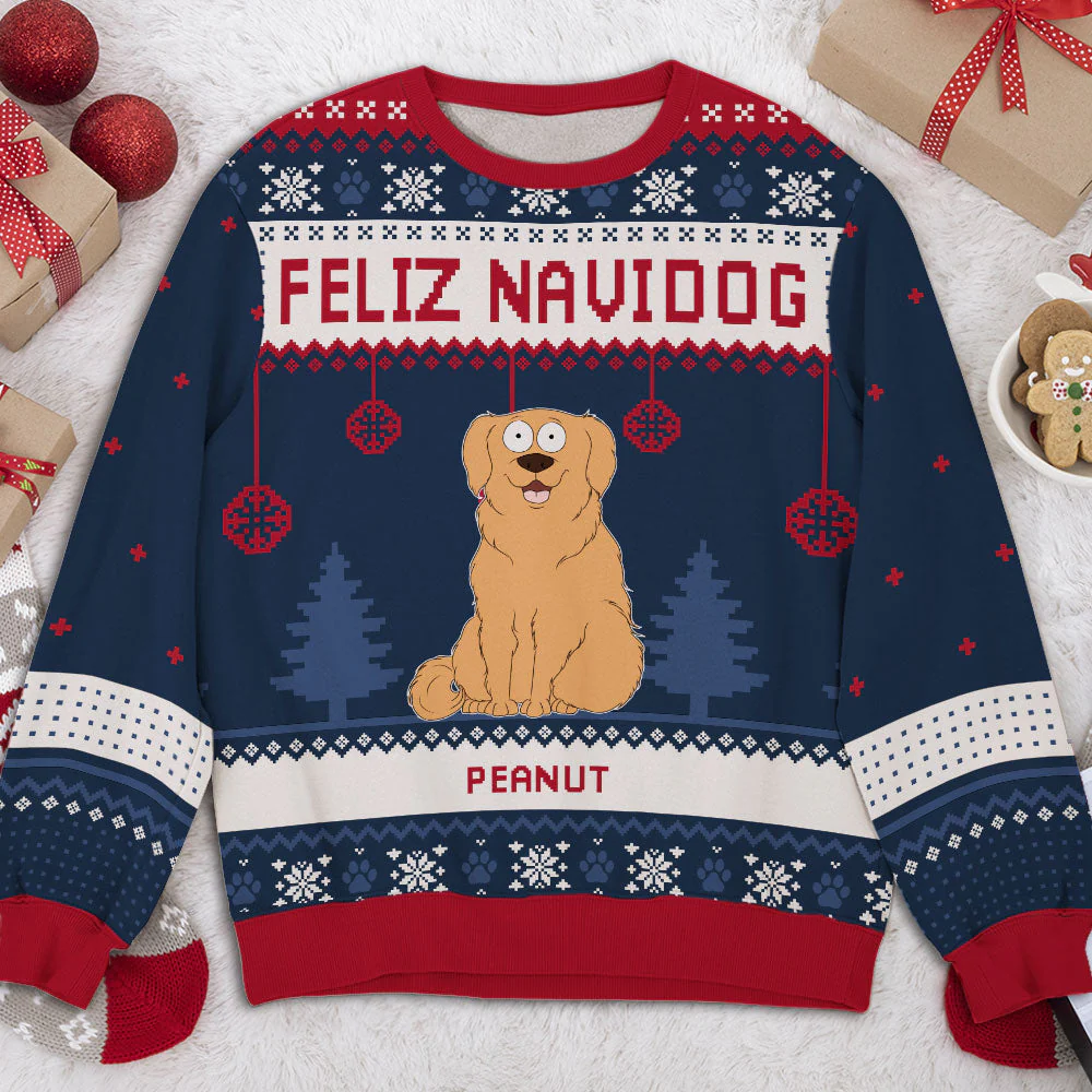 Feliz Navidog - Personalized Custom All-Over-Print Sweatshirt - Image 2