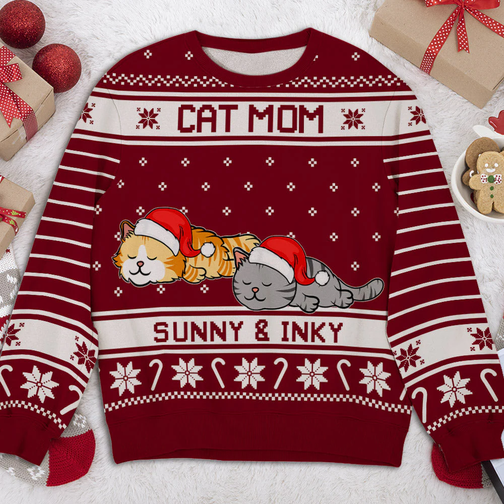 Festive Christmas Dog Cat - Personalized Custom All-Over-Print Sweatshirt - Image 2