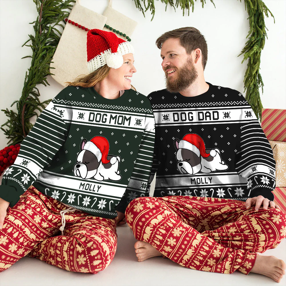 Festive Christmas Dog Cat - Personalized Custom All-Over-Print Sweatshirt - Image 5