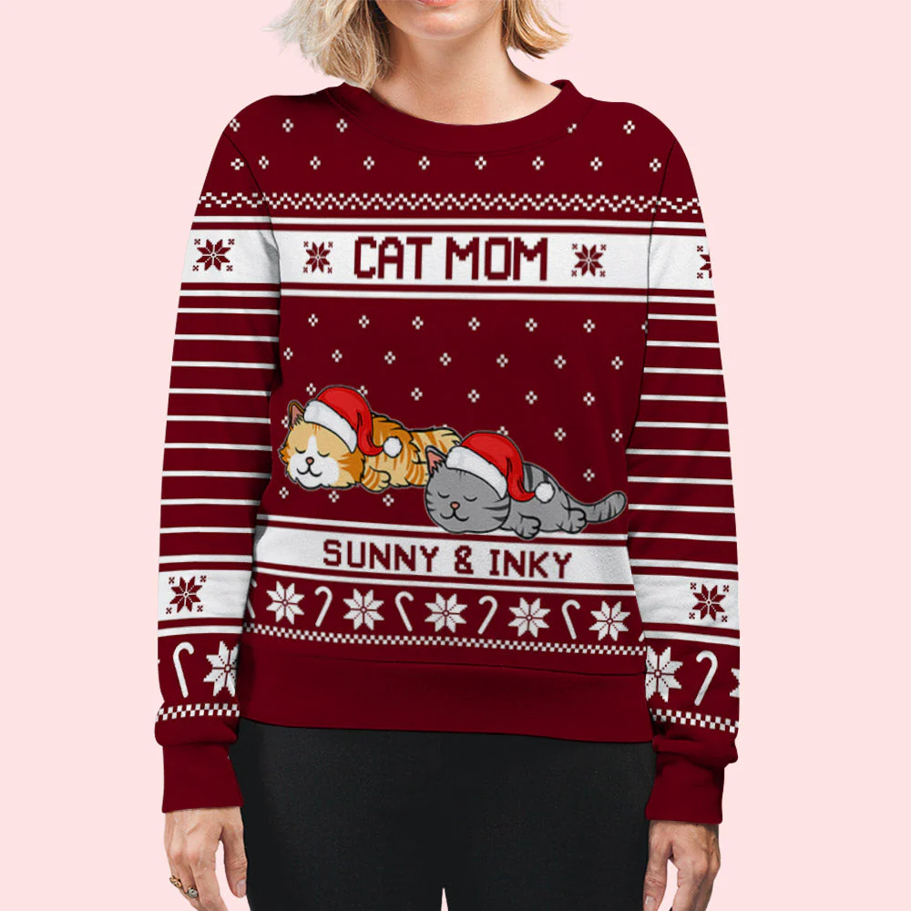 Festive Christmas Dog Cat - Personalized Custom All-Over-Print Sweatshirt - Image 6