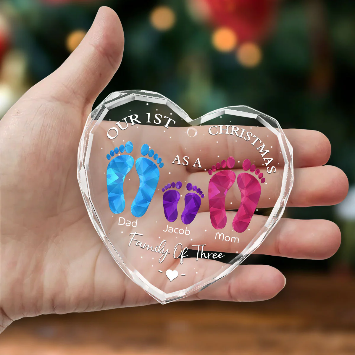 First Christmas As A Family - Personalized Custom Glass Ornament - Image 3