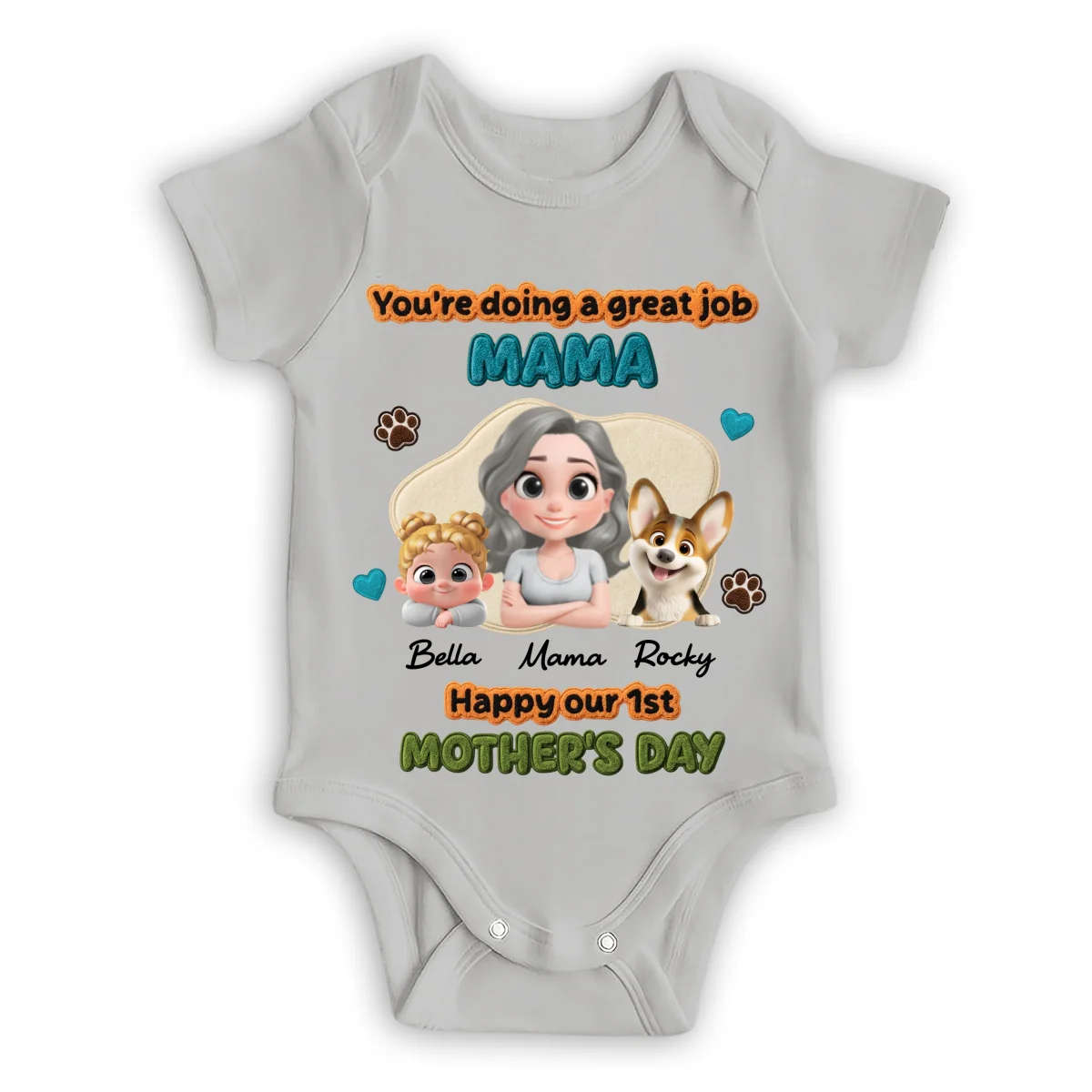 First Mother Day - Personalized Custom Baby Onesie - Image 8