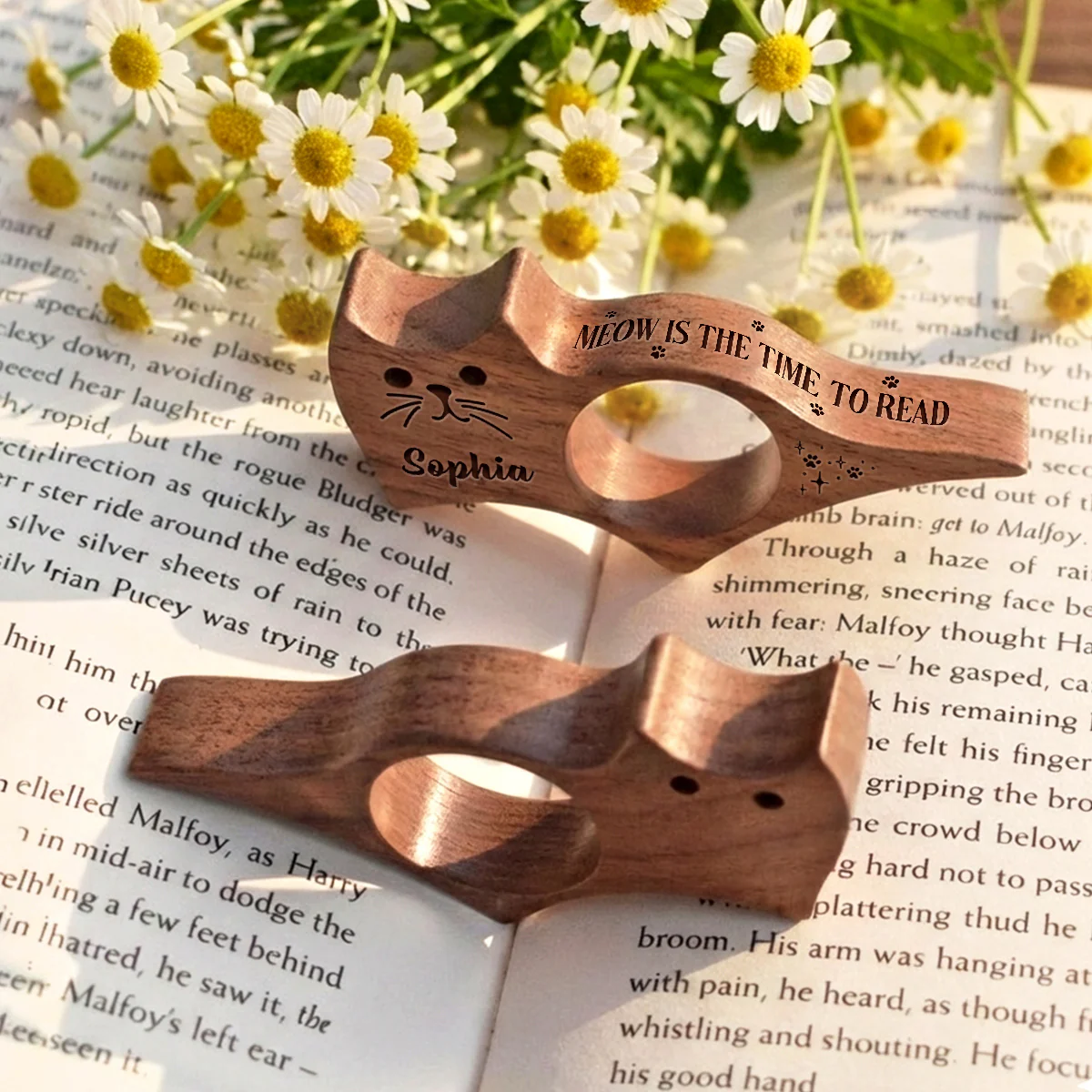 Flicks And Plot Twists - Personalized Custom Cat Book Page Holder - Image 4