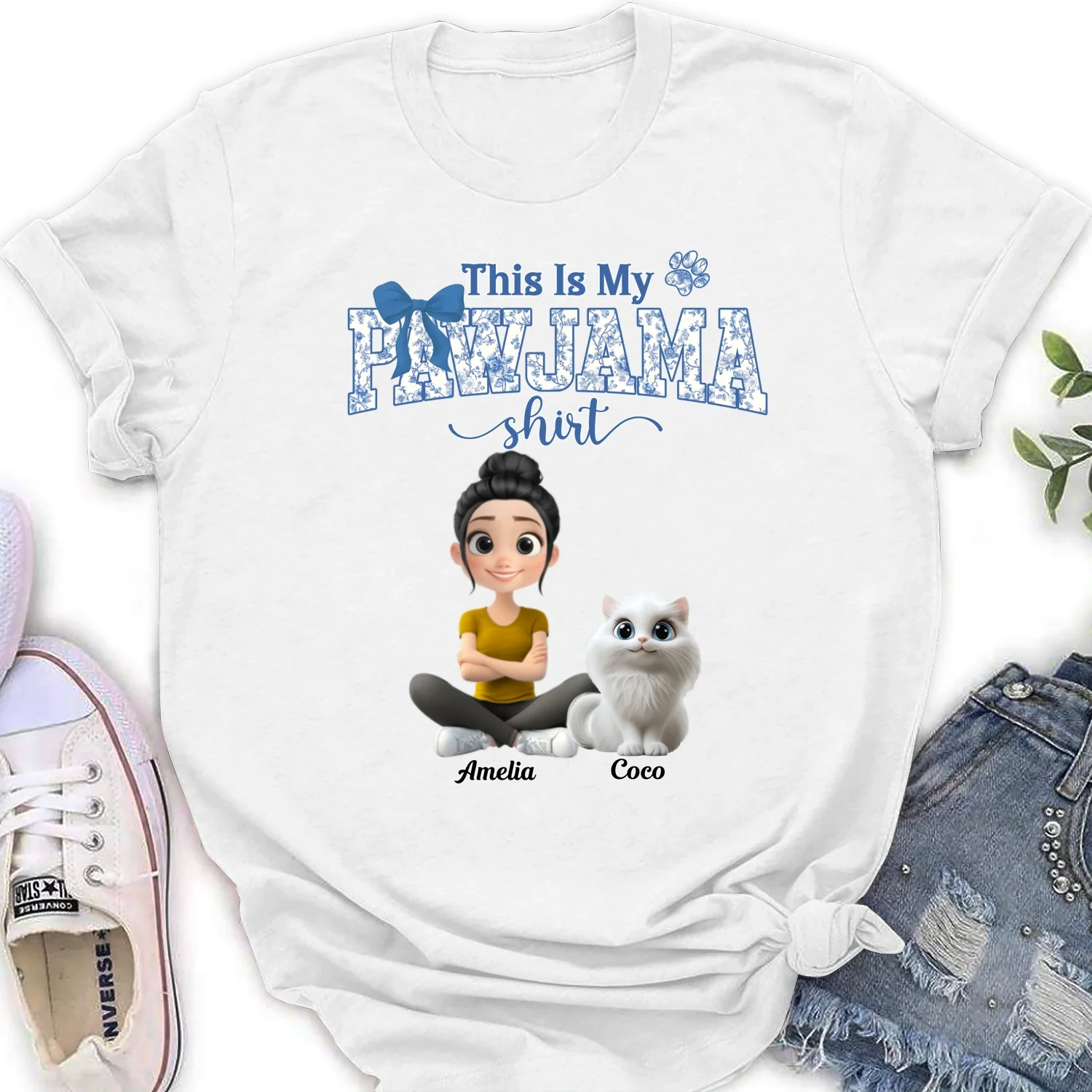 Flowery Sleep Shirt - Personalized Custom Women T-Shirt - Image 6