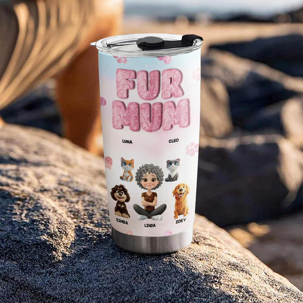Fluffy Fur Mom - Personalized Custom Tumbler - Image 3