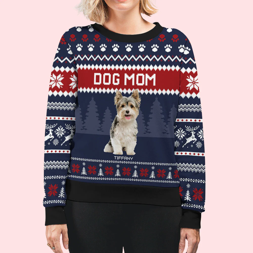 For Dog Mom/ Dad Photo - Personalized Custom All-Over-Print Sweatshirt - Image 6