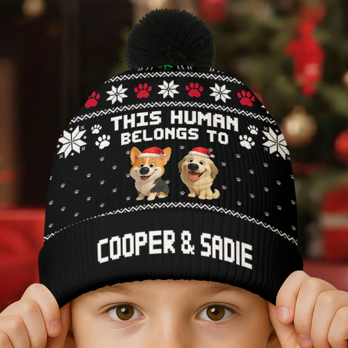 For The Holidays - Personalized Custom Bobble Beanie Hat - Image 2