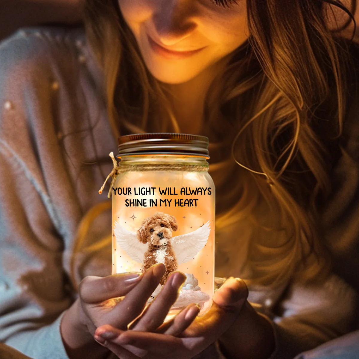 Forever In My Heart - Personalized Custom Mason Jar Light - Image 5