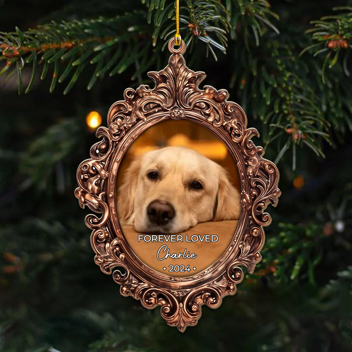 Forever Loved Custom Photo Pet Memorial - Personalized Custom Wood Ornament - Image 4