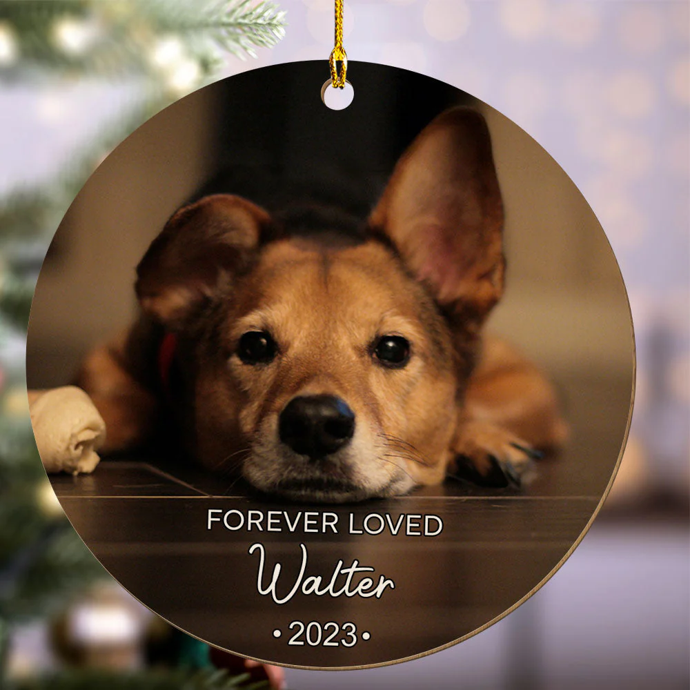 Forever Loved Custom Photo Pet Memorial - Personalized Custom Wood Ornament - Image 4