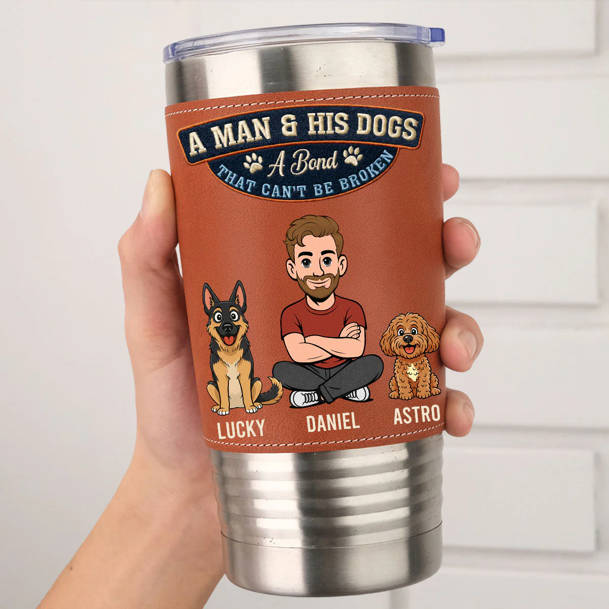Forever My Dog - Personalized Custom Leather Tumbler - Image 2