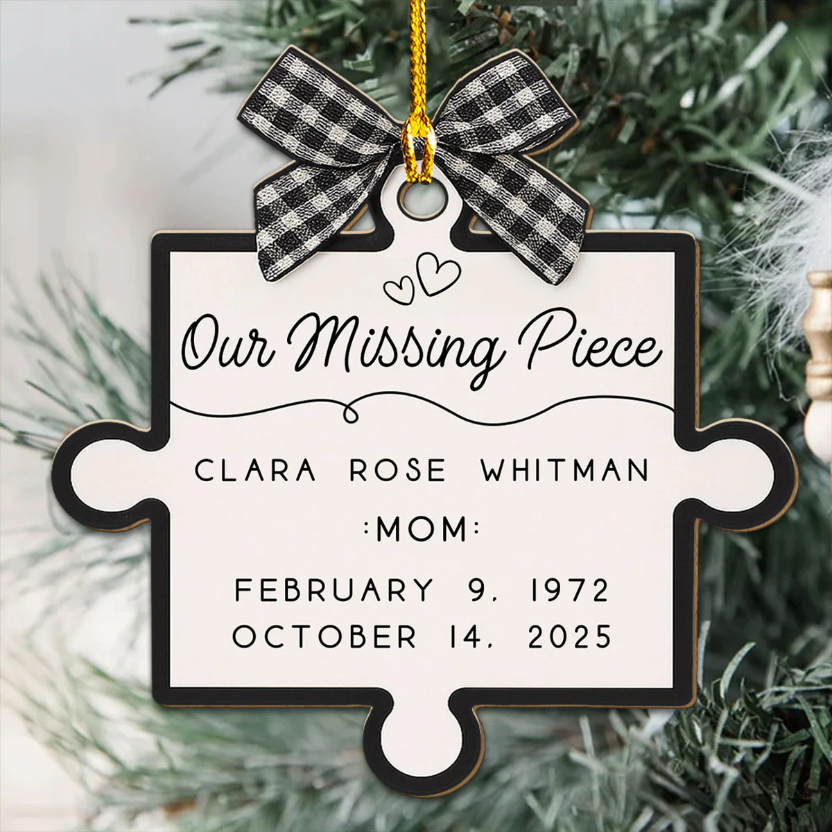 Forever Our Missing Piece - Personalized Custom Wood Ornament - Image 4