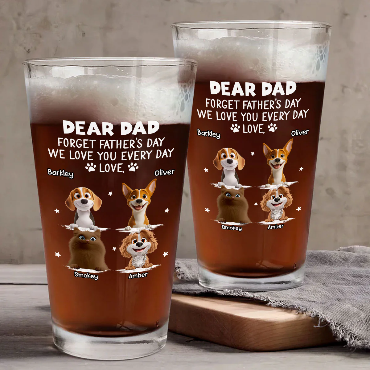Forget Father Day Pet Dad - Personalized Custom Beer Glass - Image 4