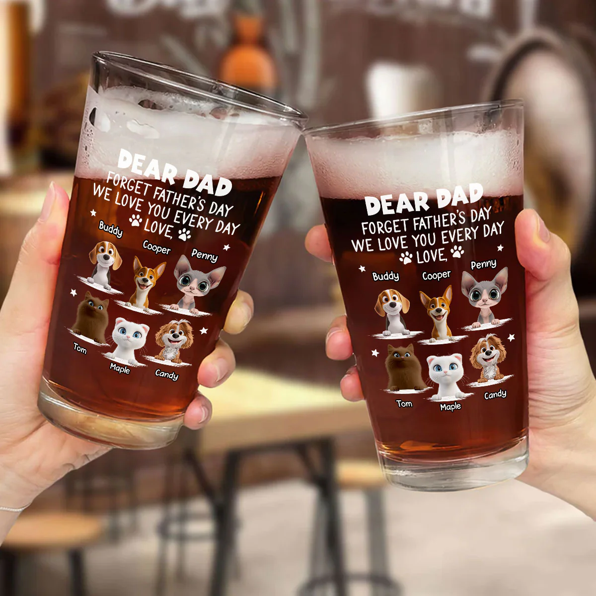 Forget Father Day Pet Dad - Personalized Custom Beer Glass - Image 5