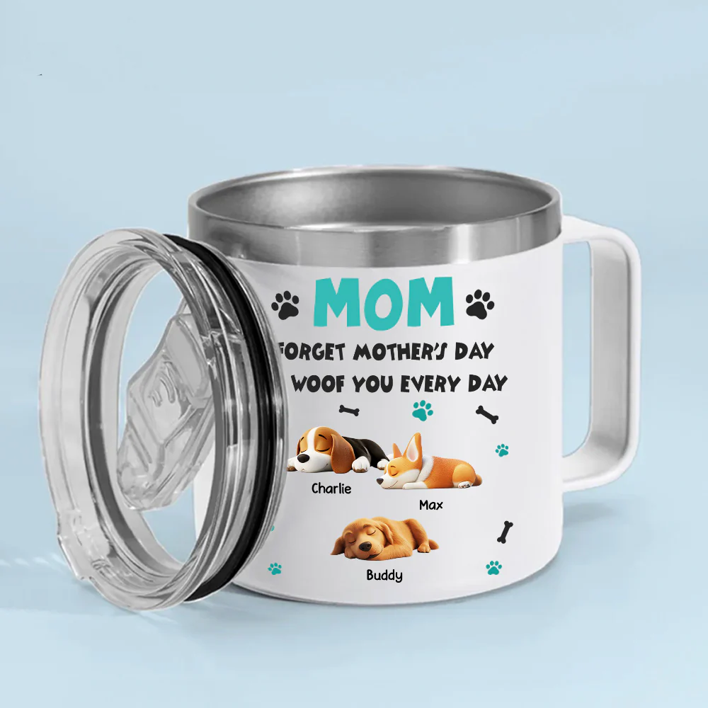 Forget Mother Day Mom Dad - Personalized Custom 14oz Stainless Steel Tumbler With Handle - Image 2