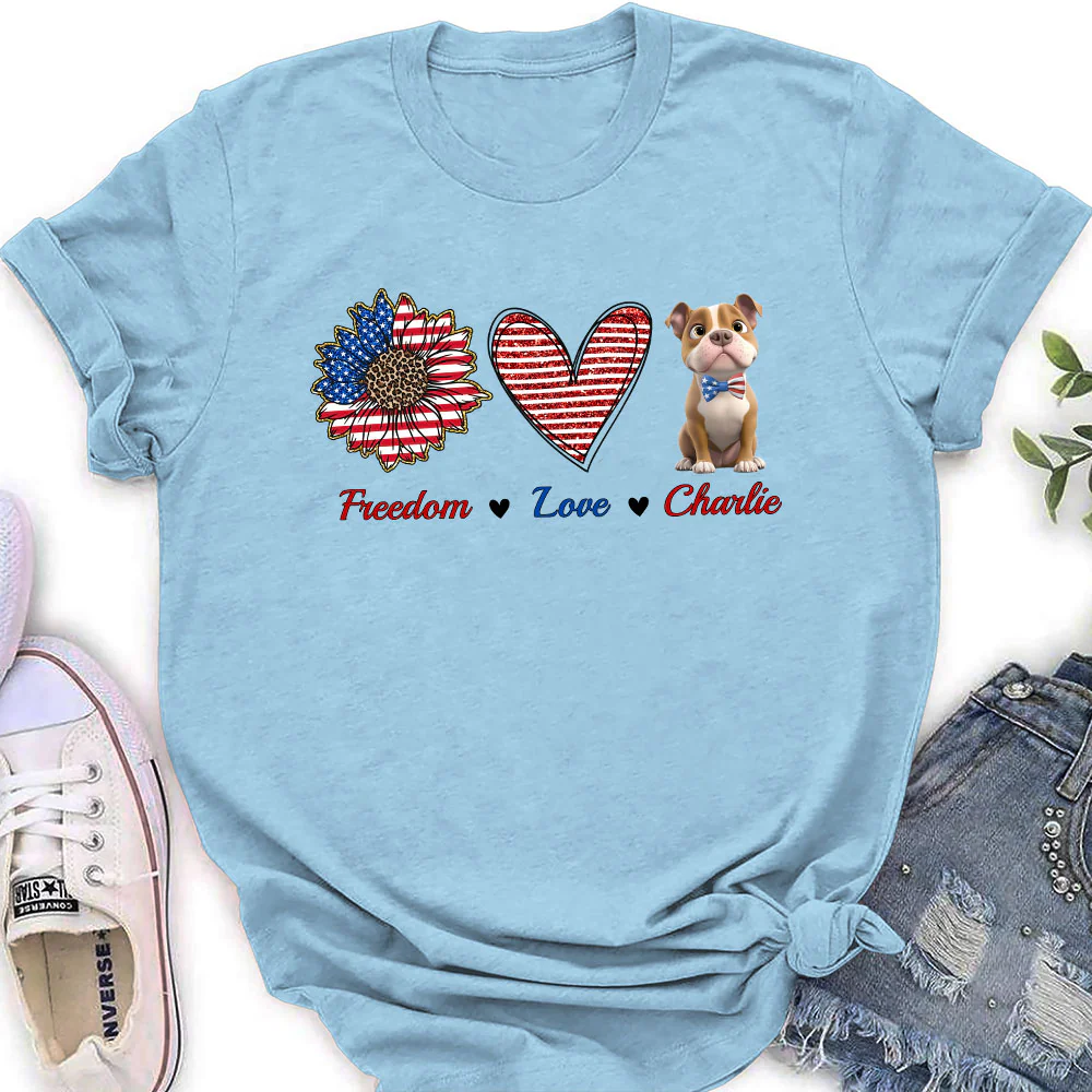 Freedom Love Dog - Personalized Custom Women's T-Shirt - Image 4