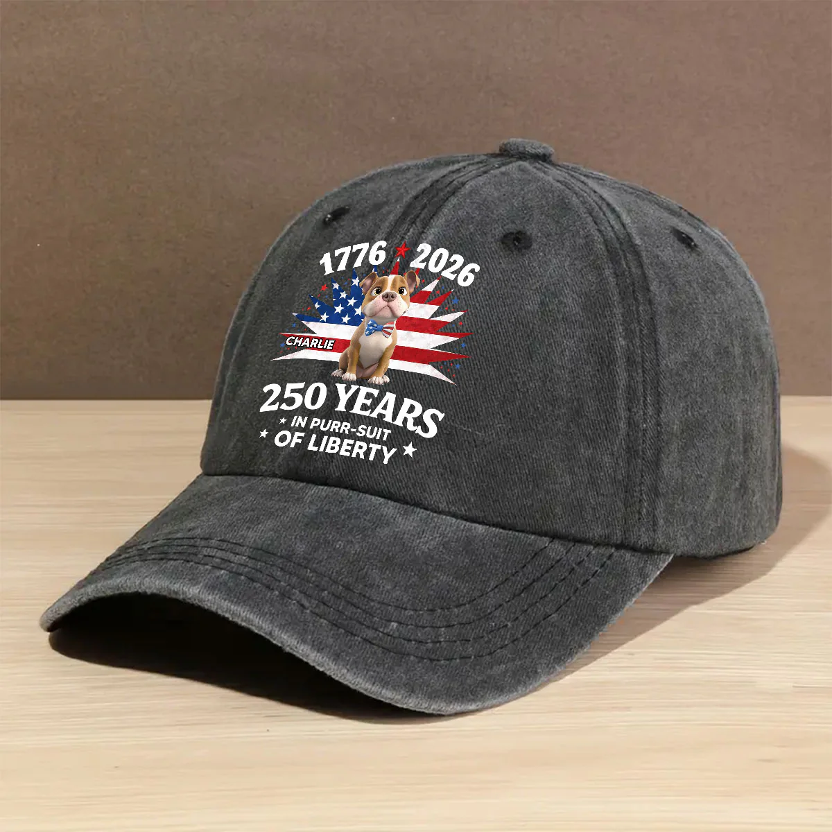 Freedom - Personalized Custom Vintage Washed Denim Cap - Image 2