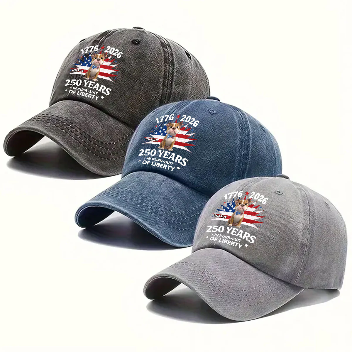 Freedom - Personalized Custom Vintage Washed Denim Cap - Image 4