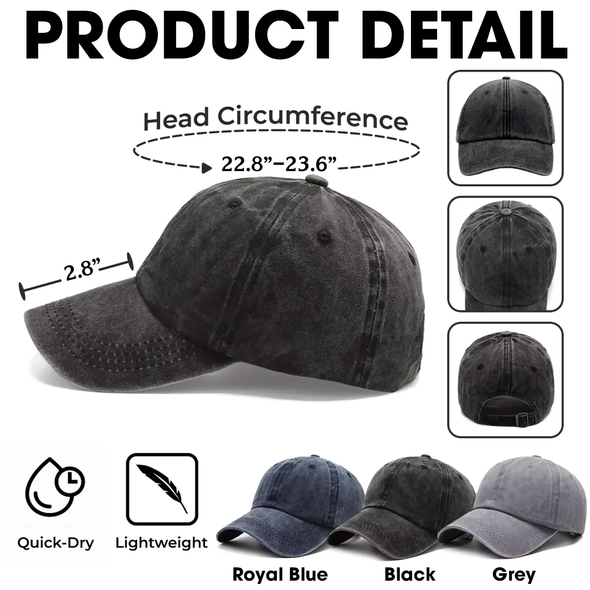 Freedom - Personalized Custom Vintage Washed Denim Cap - Image 5