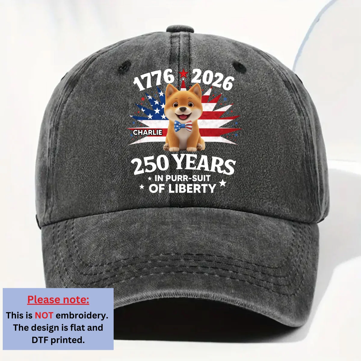 Freedom - Personalized Custom Vintage Washed Denim Cap - Image 6