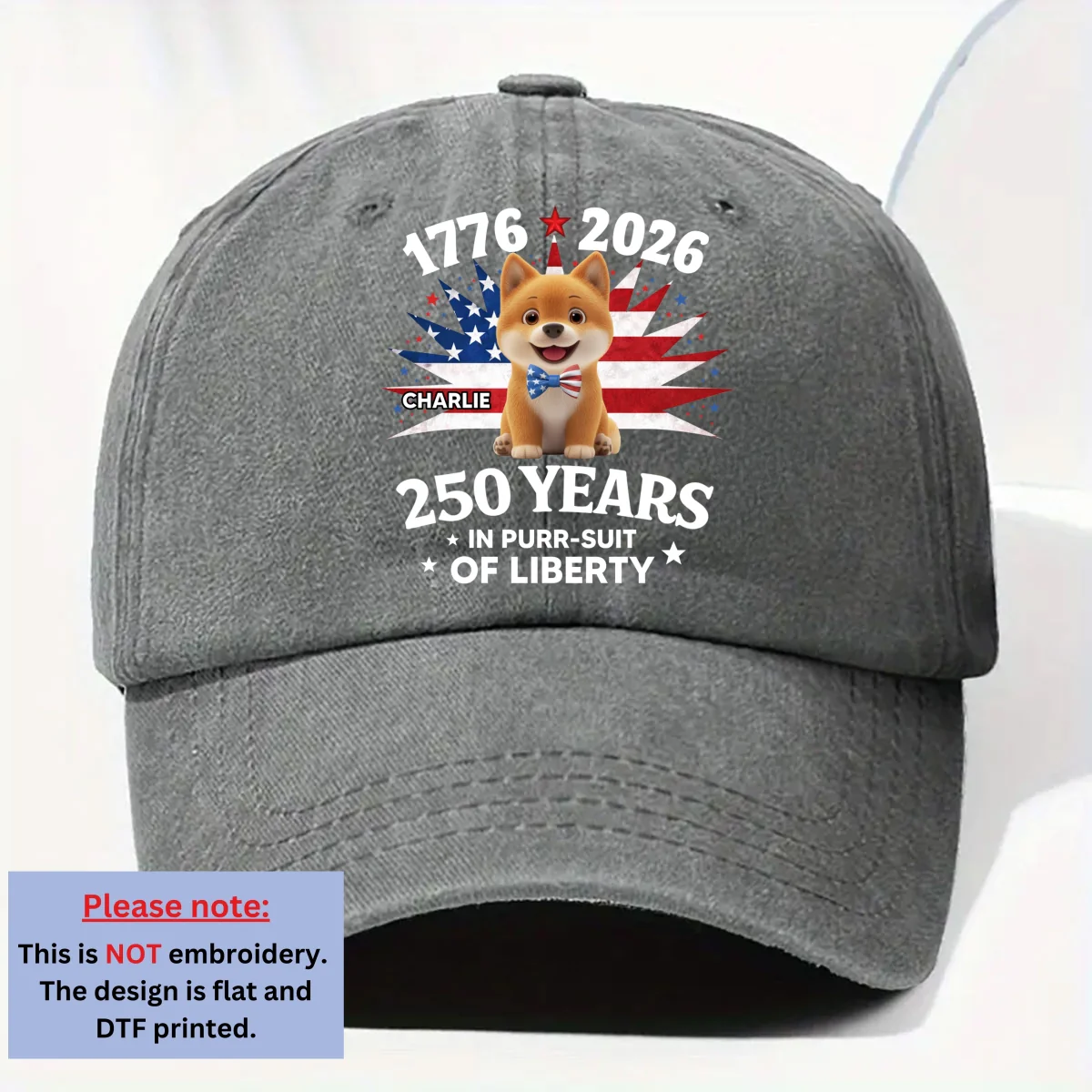 Freedom - Personalized Custom Vintage Washed Denim Cap - Image 7