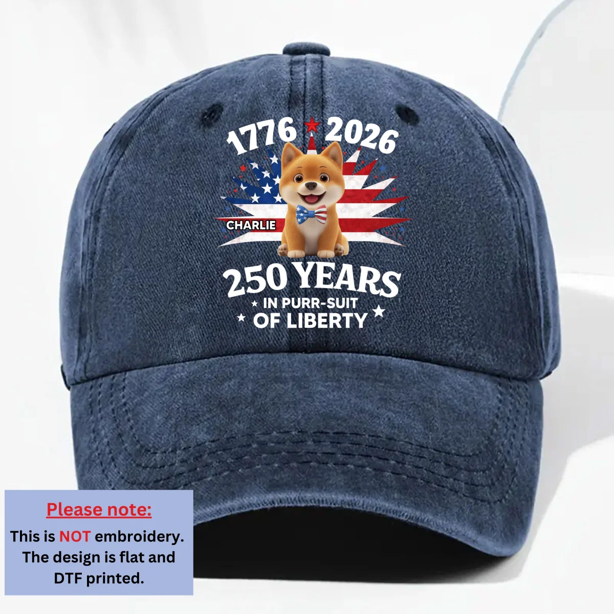 Freedom - Personalized Custom Vintage Washed Denim Cap - Image 8
