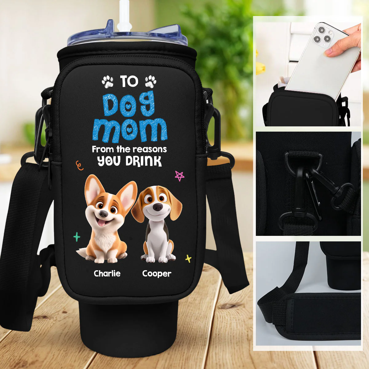 From The Reasons You Drink - Personalized Custom 40oz Water Bottle Carrier Bag - Image 6