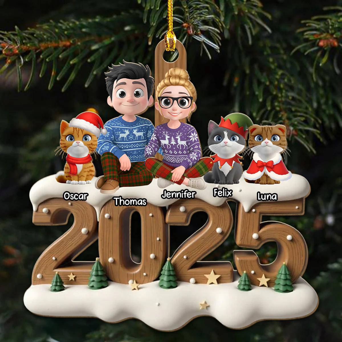 From This Year Cat Ver - Personalized Custom 3D Effect Wood Ornament - Image 3