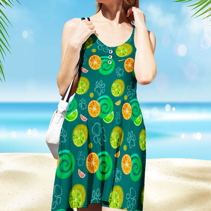 Fruit And Pawprint - Strap Dress - Image 2