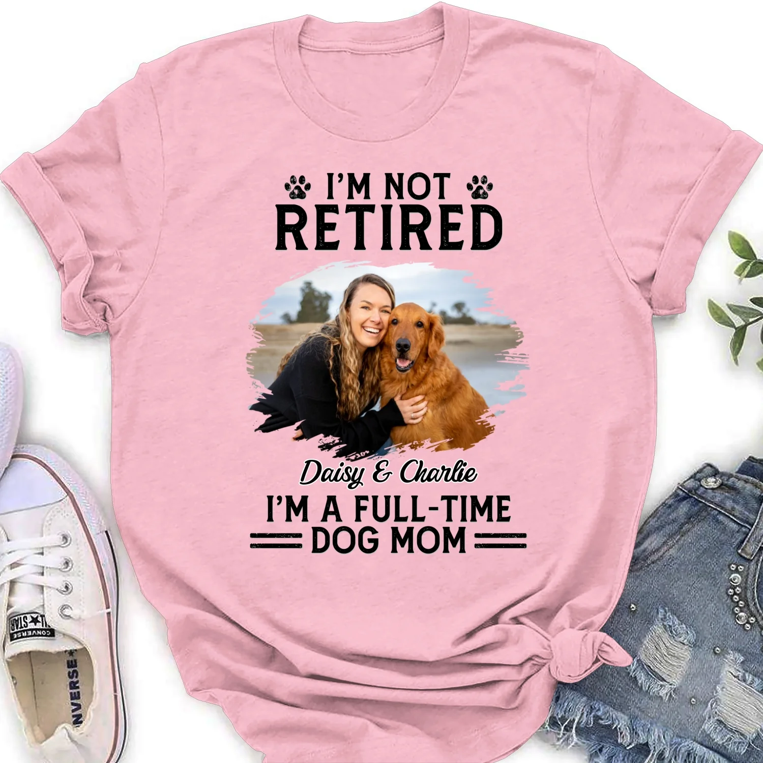 Full-Time Dog Cartoon Photo - Personalized Custom Women's T-Shirt - Image 4